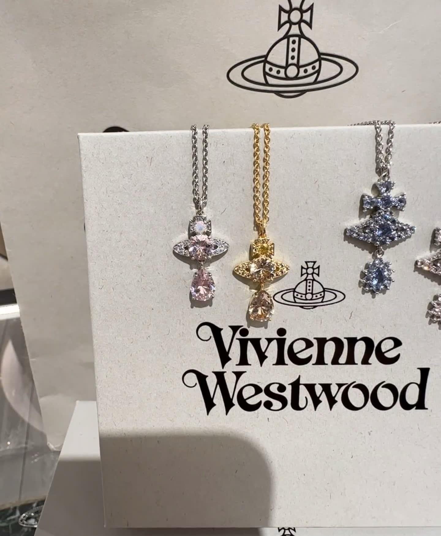 Vivienne Westwood Blue Gemstone Silver Pendant Necklace